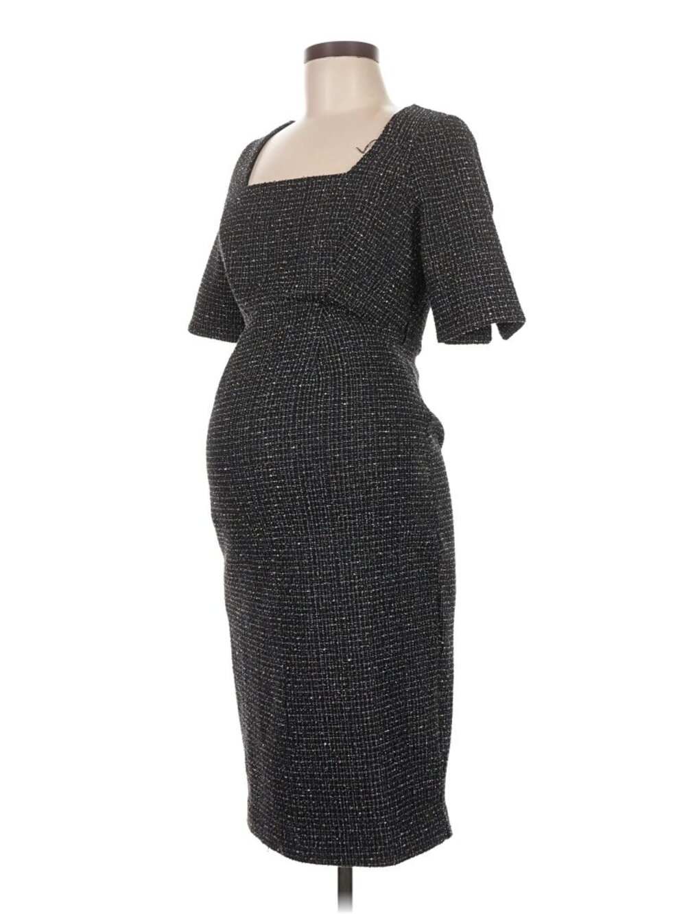 Seraphine Black A-Line Stretch Tweed Maternity Dress